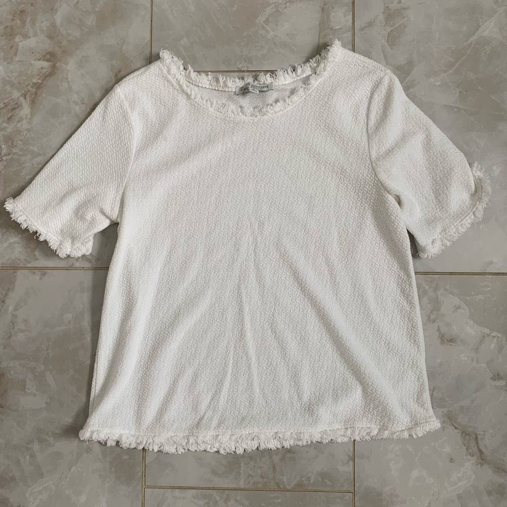 NWOT Green Envelope Basic White Top